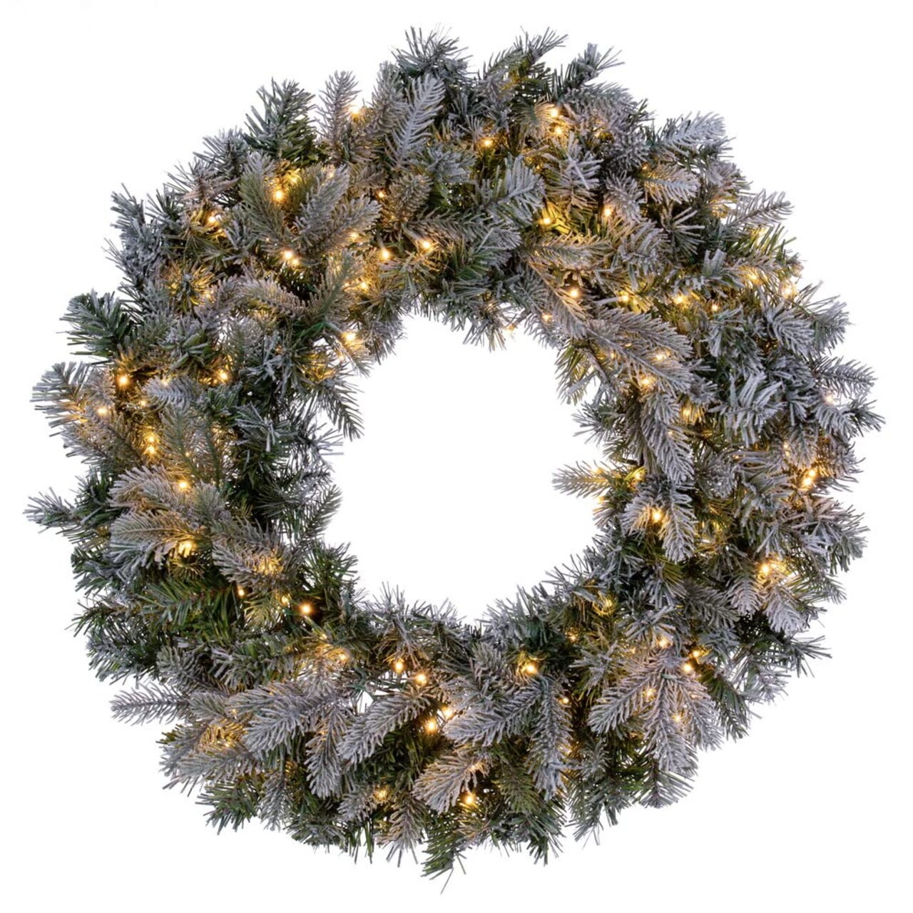 Vickerman 24" Frosted Douglas Fir Artificial Pre-Lit Wreath Warm White 3mm LED Wide Angle Lights.